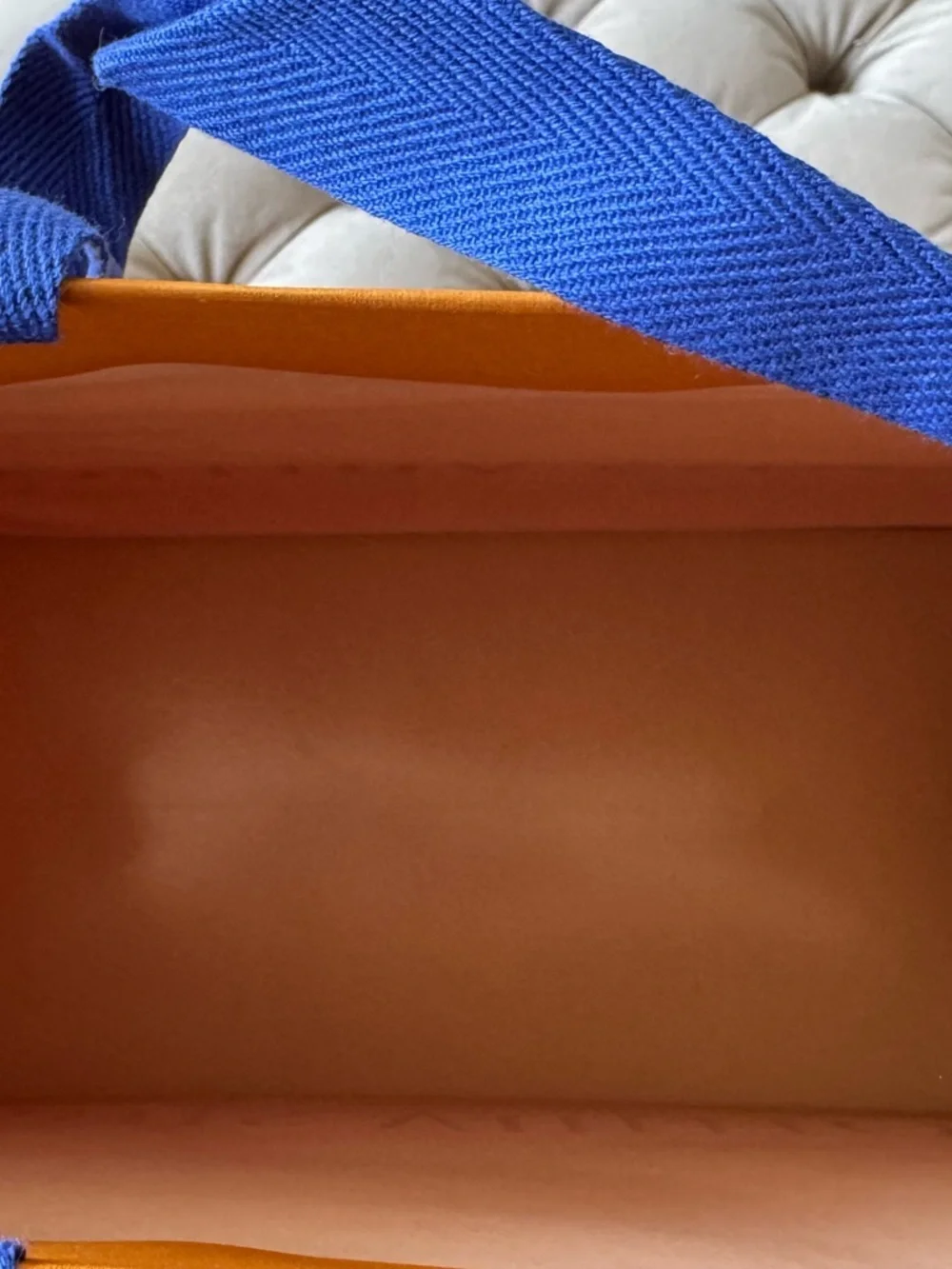 NWOT Louis Vuitton Signature Orange Tote/Gift Bag Large with Blue Ribbon Handles